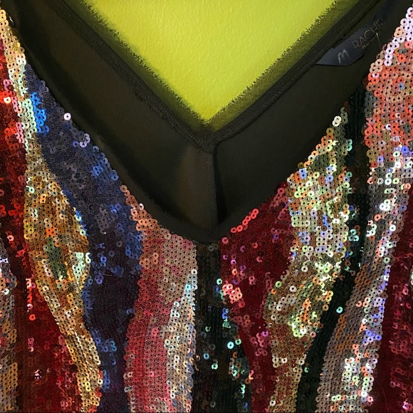 Rachel Roy sequin raw edge V neck shell tank - Picture 4 of 8